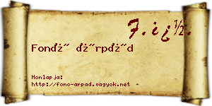 Fonó Árpád névjegykártya