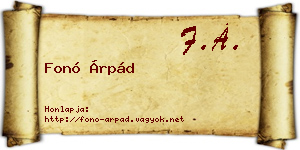 Fonó Árpád névjegykártya
